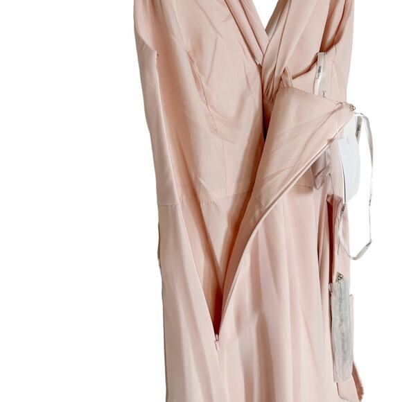 JENNY PACKHAM V-neck Cross Back Crystal Belt Blush Gown - Picture 4 of 9